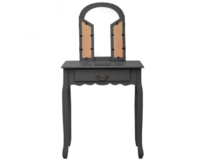 Sonata Тоалетка с табуретка, сива, 65x36x128 см, пауловния, МДФ