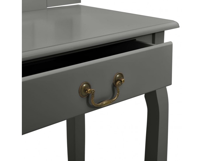 Sonata Тоалетка с табуретка, сива, 65x36x128 см, пауловния, МДФ