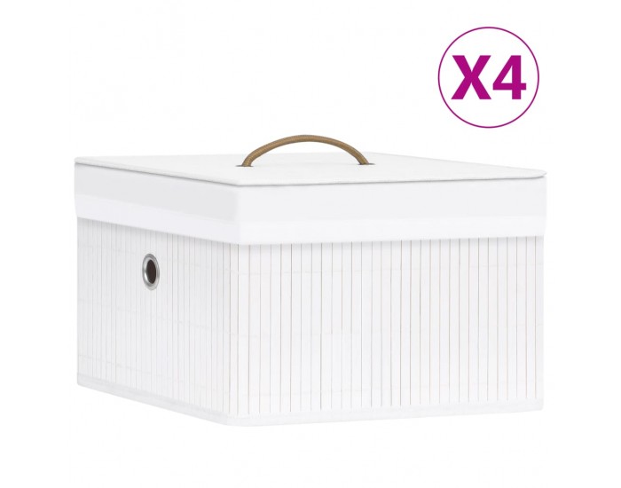 Sonata Бамбукови кутии за съхранение 4 бр бели Sonata Бамбукови кутии за съхранение 4 бр бели