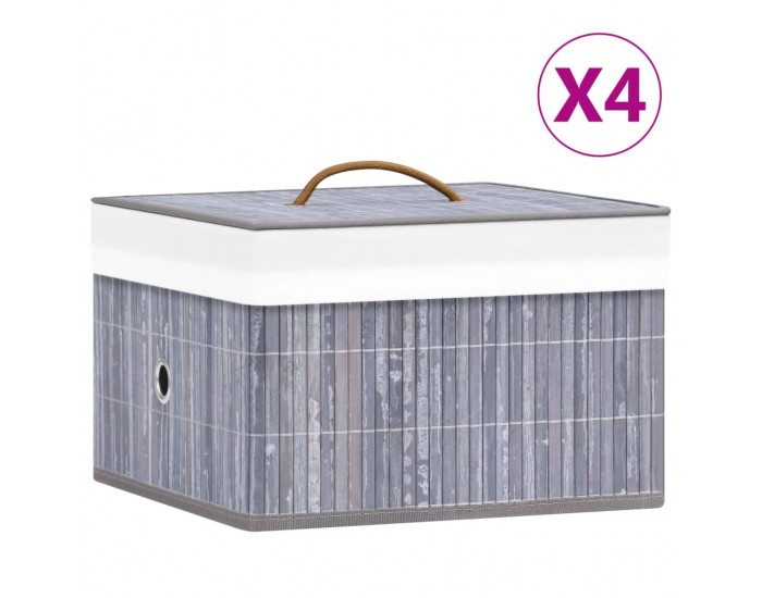 Sonata Бамбукови кутии за съхранение 4 бр сиви