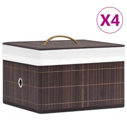 Sonata Бамбукови кутии за съхранение 4 бр кафяви - Бизнес и Промишленост