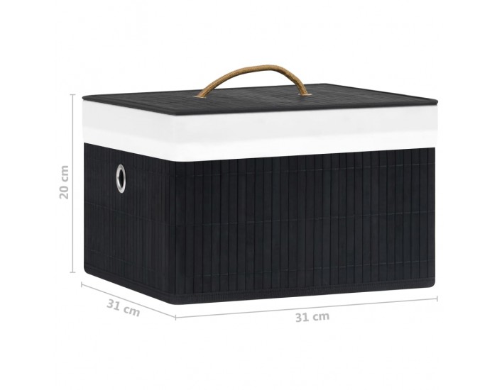 Sonata Бамбукови кутии за съхранение 4 бр черни