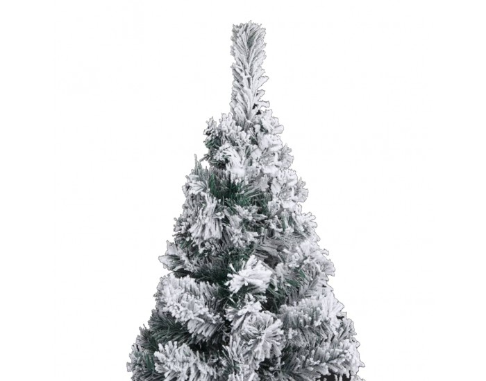 Sonata Тънка изкуствена коледна елха със сняг, зелена, 240 см, PVC
