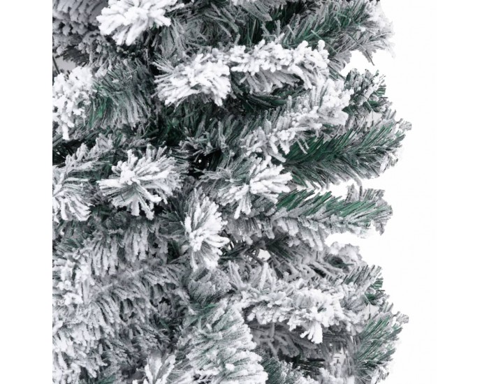 Sonata Тънка изкуствена коледна елха със сняг, зелена, 240 см, PVC