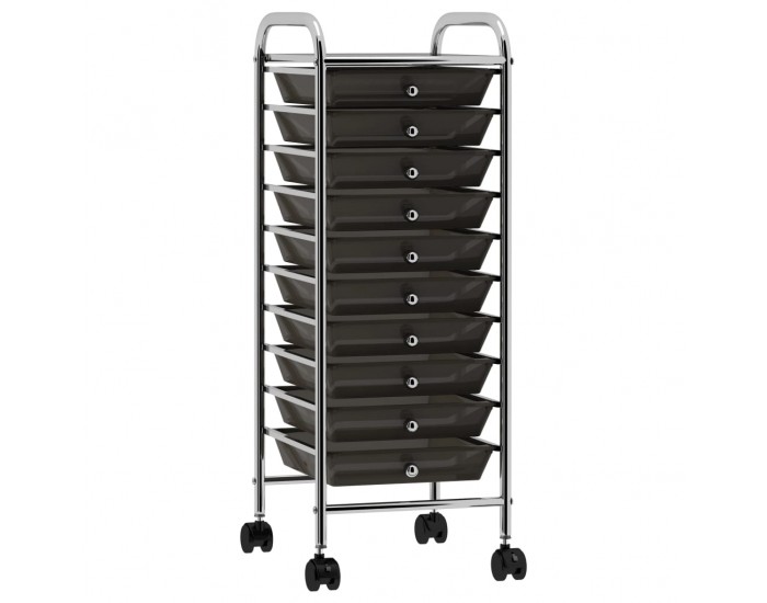 Sonata Мобилна количка за съхранение с 10 чекмеджета черна пластмаса