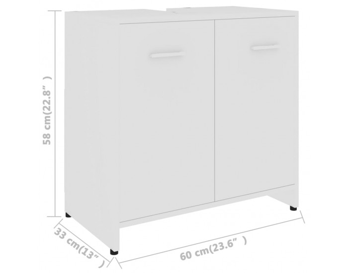 Sonata Шкаф за баня, бял, 60x33x58 см, ПДЧ