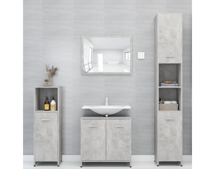 Sonata Шкаф за баня, бетонно сив, 30x30x183,5 см, ПДЧ