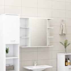 Sonata Шкаф за баня с огледало, бял, 80x20,5x64 см, ПДЧ - Шкафове за баня