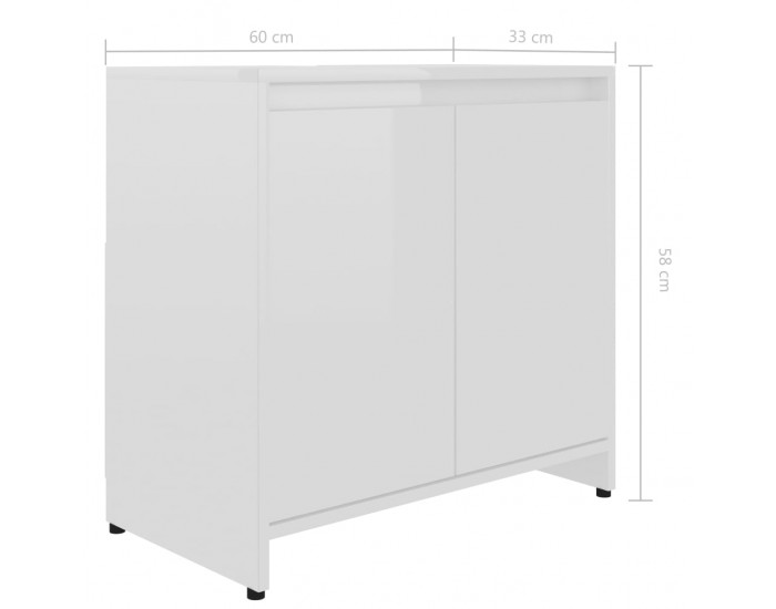 Sonata Шкаф за баня, бял гланц, 60x33x58 см, ПДЧ