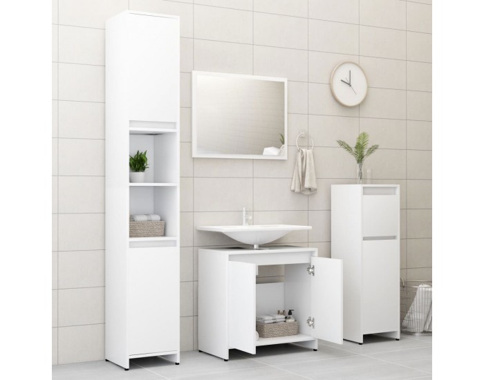 Sonata Комплект мебели за баня, бял, ПДЧ