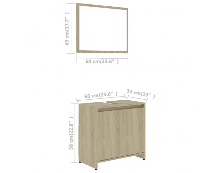 Sonata Комплект мебели за баня, дъб сонома, ПДЧ