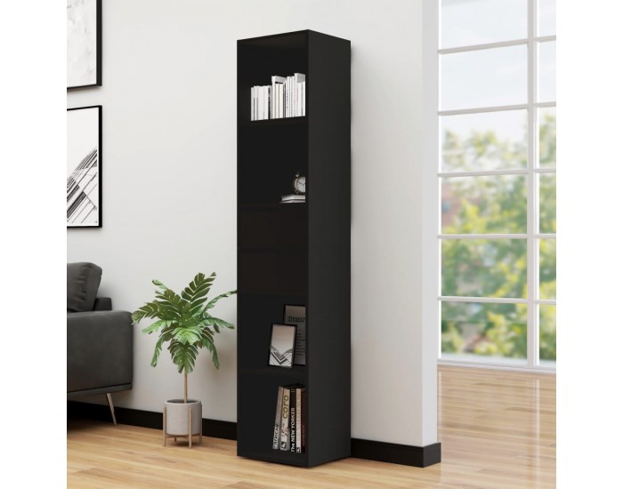 Sonata Шкаф библиотека, черен, 36x30x171 см, ПДЧ