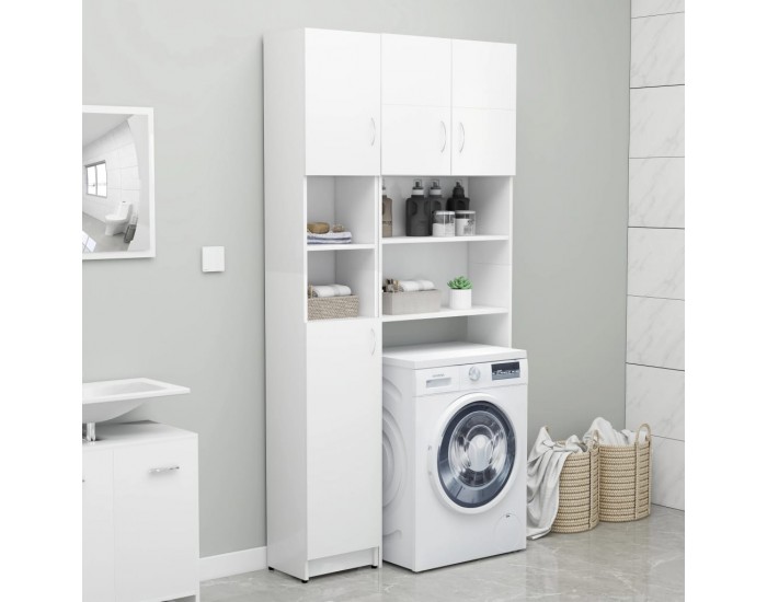 Sonata Шкаф за пералня, бял, 32x25,5x190 см, ПДЧ