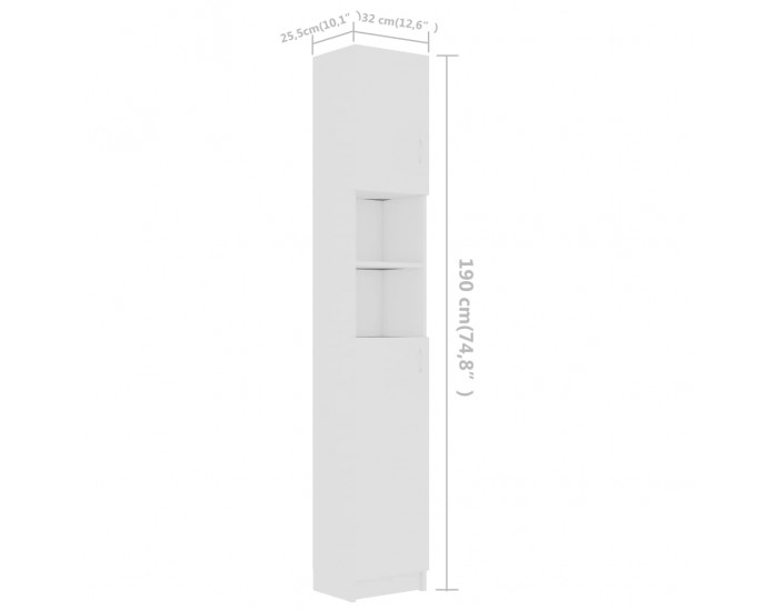 Sonata Шкаф за пералня, бял, 32x25,5x190 см, ПДЧ