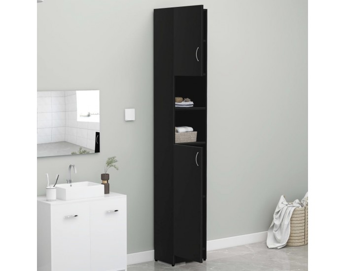 Sonata Шкаф за пералня, черен, 32x25,5x190 см, ПДЧ