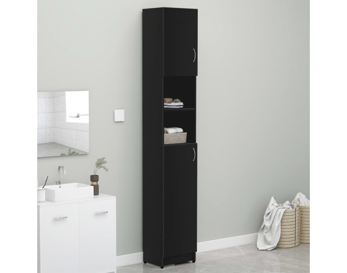 Sonata Шкаф за пералня, черен, 32x25,5x190 см, ПДЧ