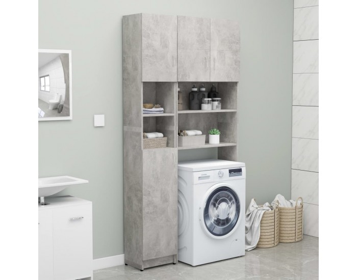 Sonata Шкаф за пералня, бетонно сив, 32x25,5x190 см, ПДЧ