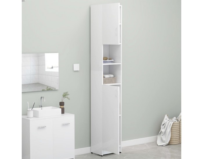 Sonata Шкаф за пералня, бял гланц, 32x25,5x190 см, ПДЧ
