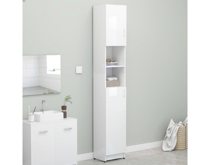 Sonata Шкаф за пералня, бял гланц, 32x25,5x190 см, ПДЧ