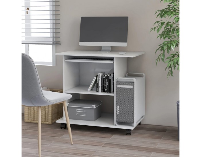 Sonata Компютърно бюро, бял гланц, 80x50x75 см, ПДЧ