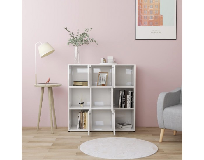 Sonata Шкаф библиотека, бял гланц, 90x30x90 см, ПДЧ Sonata Шкаф библиотека, бял гланц, 90x30x90 см, ПДЧ