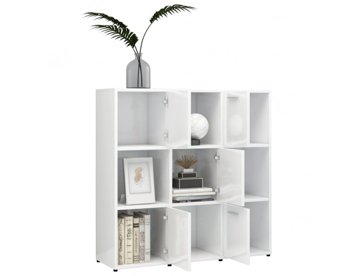 Sonata Шкаф библиотека, бял гланц, 90x30x90 см, ПДЧ Sonata Шкаф библиотека, бял гланц, 90x30x90 см, ПДЧ