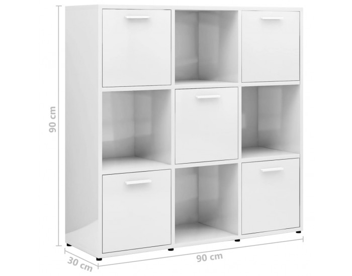 Sonata Шкаф библиотека, бял гланц, 90x30x90 см, ПДЧ