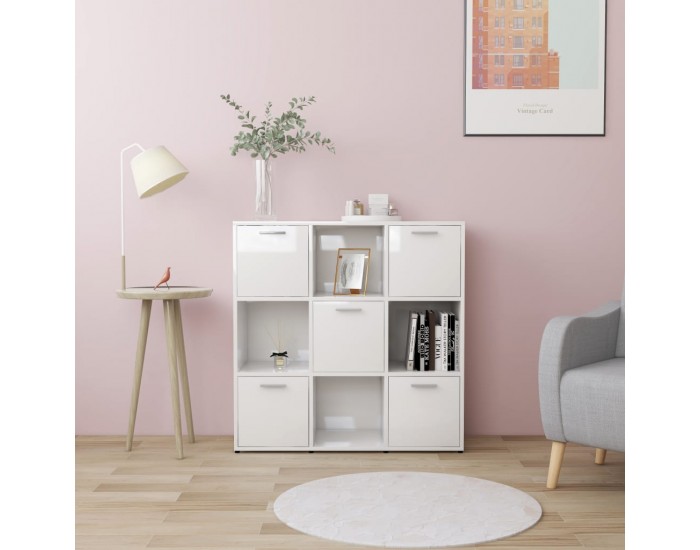 Sonata Шкаф библиотека, бял гланц, 90x30x90 см, ПДЧ Sonata Шкаф библиотека, бял гланц, 90x30x90 см, ПДЧ