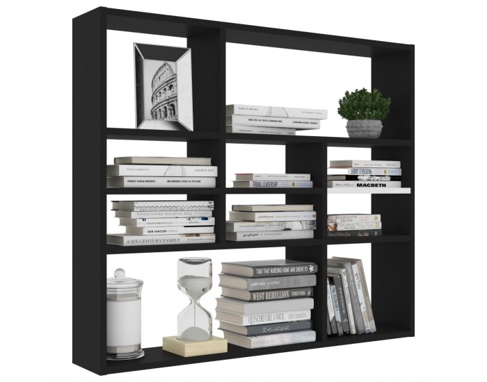 Sonata Стенен рафт, черен, 90x16x78 см, ПДЧ