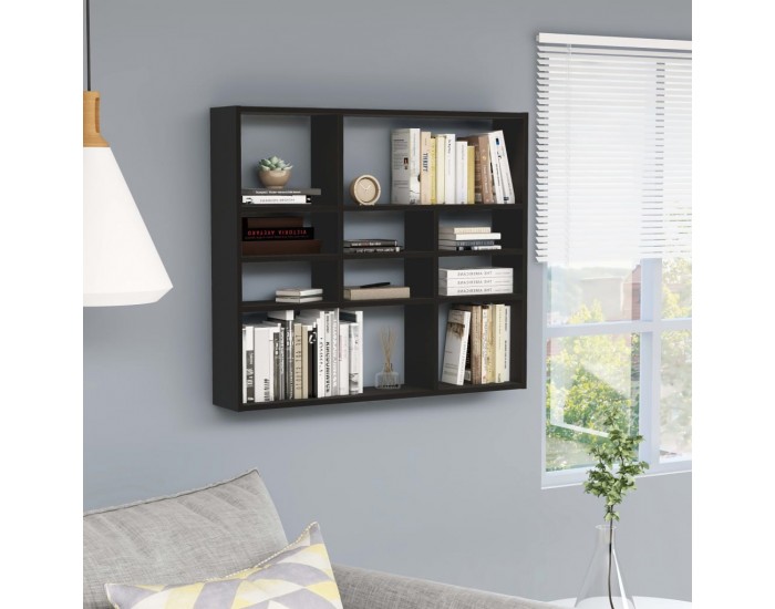 Sonata Стенен рафт, черен, 90x16x78 см, ПДЧ