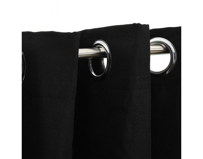Sonata Затъмняваща завеса с пръстени имитация лен черна 290x245 см