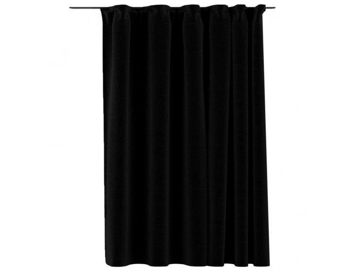 Sonata Затъмняваща завеса с куки, имитираща лен, черна, 290x245 см