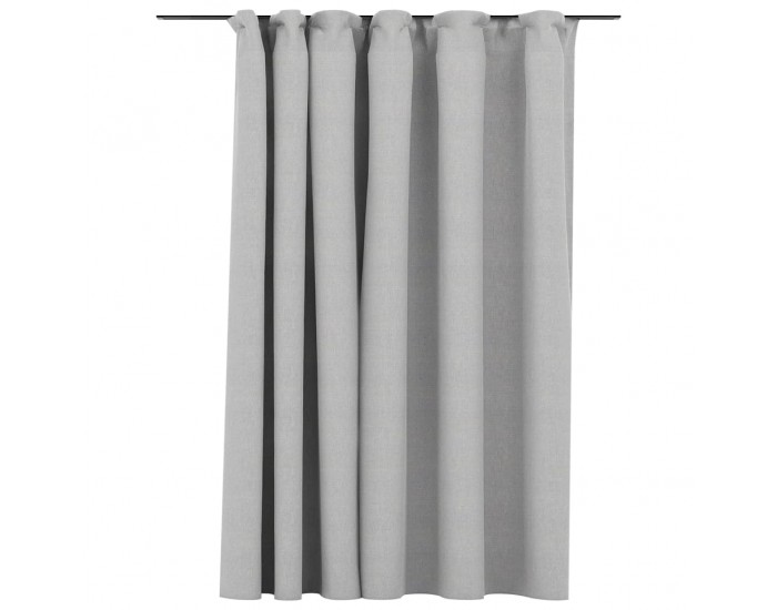 Sonata Затъмняваща завеса с куки, имитираща лен, сив, 290x245 см