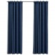 Sonata Затъмняващи завеси с куки имитация лен 2 бр сини 140x225 см