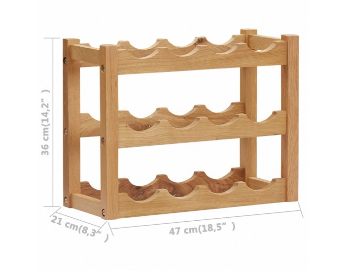 Sonata Стойка за вино за 12 бутилки, 47x21x36 см, дъбов масив