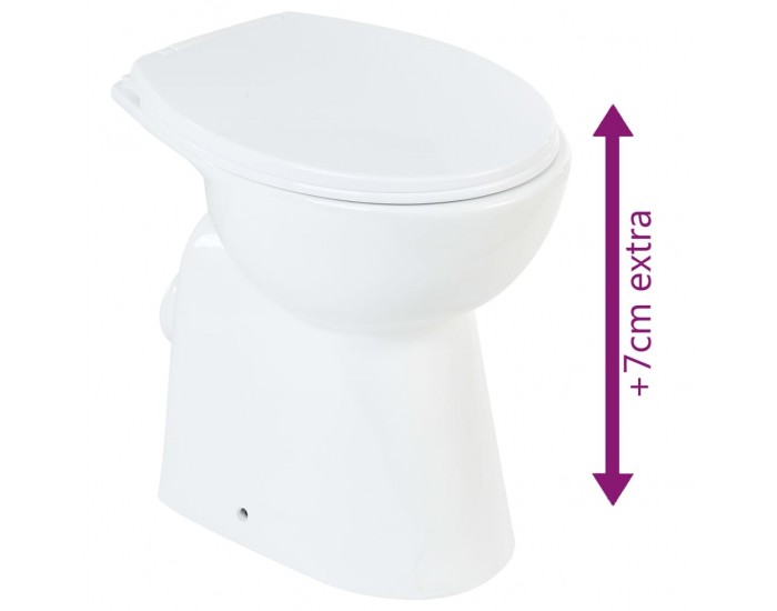 Sonata Висока тоалетна без ръб плавно затваряне +7 см керамика бяла