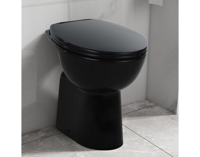 Sonata Висока тоалетна без ръб плавно затваряне +7 см керамика черна