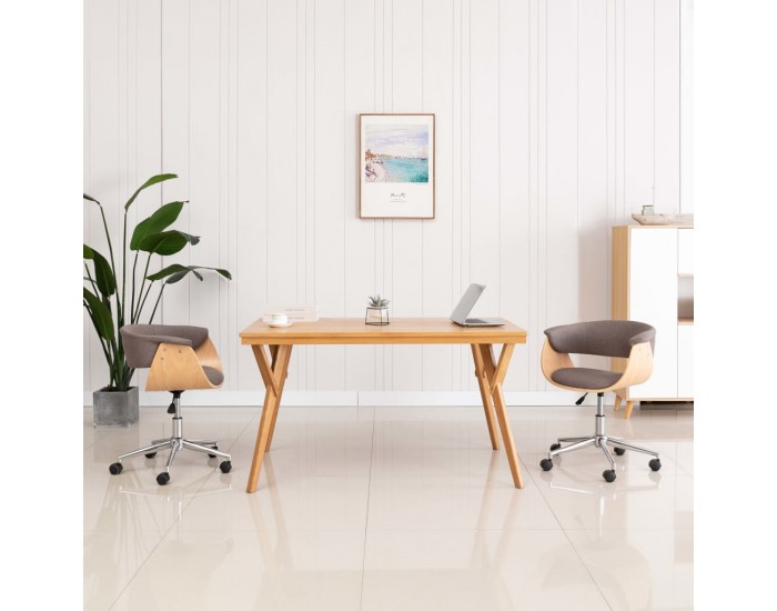 Sonata Въртящ офис стол, таупе, извито дърво и текстил