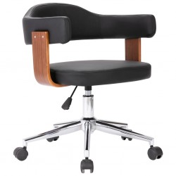 Sonata Въртящ офис стол, черен, извито дърво и изкуствена кожа - Офис столове