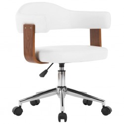 Sonata Въртящ офис стол, бял, извито дърво и изкуствена кожа - Офис столове