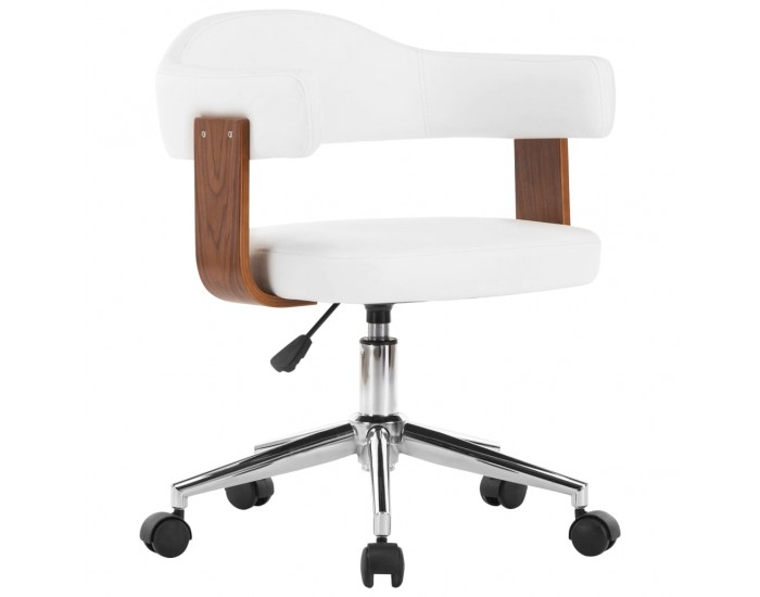 Sonata Въртящ офис стол, бял, извито дърво и изкуствена кожа