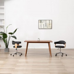 Sonata Въртящ офис стол, черен, извито дърво и изкуствена кожа - Столове