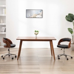 Sonata Въртящ офис стол, черен, извито дърво и изкуствена кожа - Офис столове