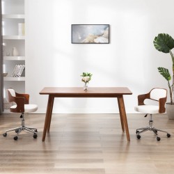 Sonata Въртящ офис стол, бял, извито дърво и изкуствена кожа - Офис столове