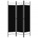 Sonata Параван за стая, 3 панела, черен, 120x180 см