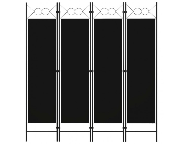 Sonata Параван за стая, 4 панела, черен, 160x180 см