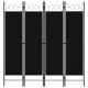 Sonata Параван за стая, 4 панела, черен, 160x180 см