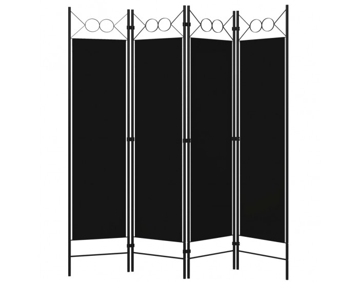 Sonata Параван за стая, 4 панела, черен, 160x180 см