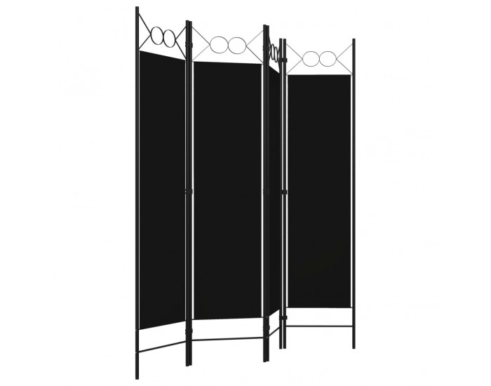 Sonata Параван за стая, 4 панела, черен, 160x180 см