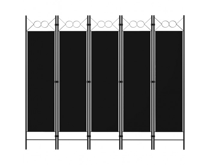 Sonata Параван за стая, 5 панела, черен, 200x180 см